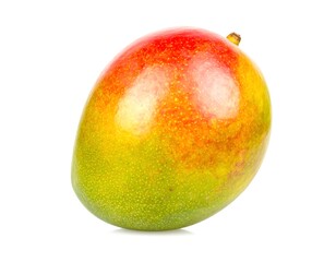 Ripe mango displaying vibrant colors isolated on white background