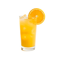 Glass of orange juice with a slice of orange, Isolated on transparent background

