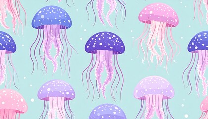 Jellyfish pattern on pastel background