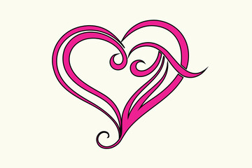 Pink Heart Shape With Elegant Swirls love