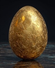 Gold egg, ornate carvings,  peafowl,  ornate