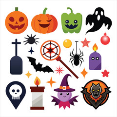 Halloween concept icons in a white background