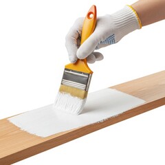 Painting wood with paintbrush in hand