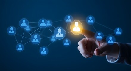Fototapeta premium A manager selecting a candidate from a network of profiles. Human resources and recruitment concept. A business leader building a team by choosing the right person for the job.