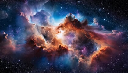 an awe inspiring nebula in space featuring a large cloud of gas and dust forming an abstract shape reminiscent of both nebulae and cosmic clouds generative ai