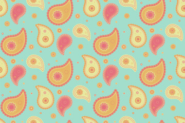 Foliage tiled with spa stroke. Paisley material and doodle paint. Contrast growth, stylish effortless.