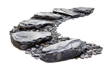 Curved stone pathway with large on transparent background, png