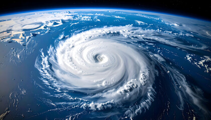 Hurricane over ocean from space