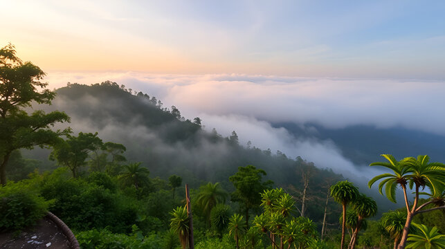 cloud, fog and mist on top of mon jong doi at Chaing mai,Thailand