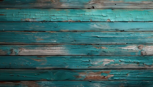worn teal wooden surface with peeling paint and rustic texture showing natural wood grain and weathered charm - Powered by Adobe