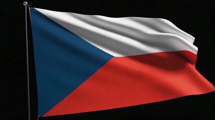 Dynamic Czech Republic flag billows majestically in the wind, symbolizing national pride and heritage.