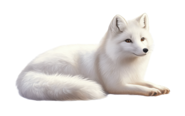 Cute arctic fox on transparent background, png