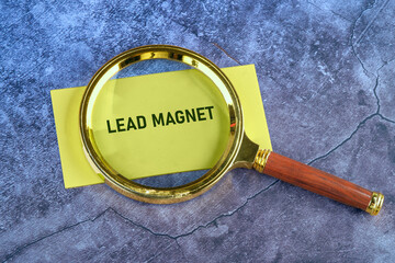 Conceptual text of the LEAD MAGNET, Lead generation concept. Lead customer and cultivation. Inbound...