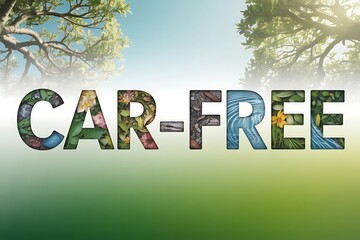 Embrace a car-free lifestyle with vibrant nature elements and a peaceful sky