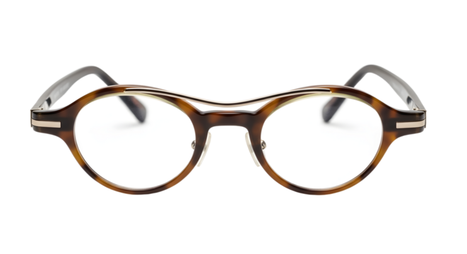Round Tortoiseshell Glasses with Metal Accents
