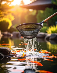 Koi fish collection in pond