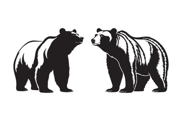 Two grizzly bears facing each other in silhouette