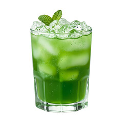 Refreshing mint julep in a short glass with crushed ice featuring a vibrant mint green hue Perfect for summer drink concepts, isolated