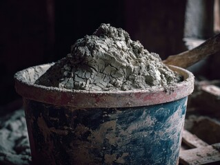 Pile of Dry Cement in a Bucket