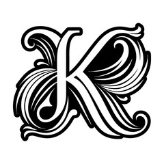 Abstract k logo designed in glyph style