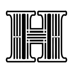Glyph style icon of abstract letter h logo