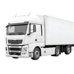 White Semi-Truck on Transparent Background:  A 3D Model for Design Projects, Easily Downloadable and Ready to Use in Your Work.