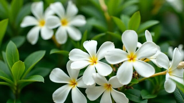 This is a close up view of a bush that has an abundance of beautiful white flowers along with lush green leaves