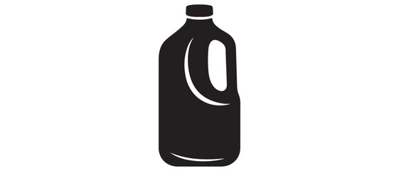 Gallon Of Milk Icon, Big Plastic Bottle Vector Art Illustration. Vector black silhouette. with white background