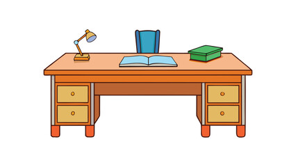 cartoon office desk on white background.eps