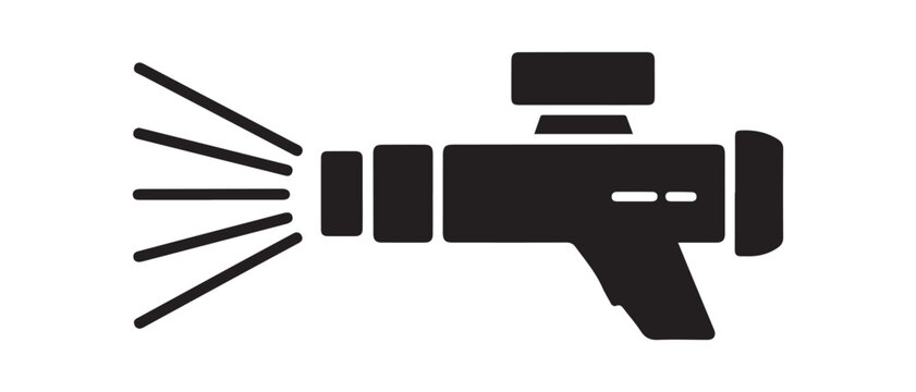 Laser Icon, Laser Beam Icon, Laser Ray Icon. Vector black silhouette. with white background