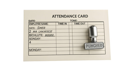 Punched Attendance Card with Employee Details