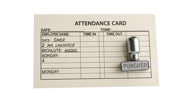 Punched Attendance Card with Employee Details