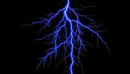 Blue Lightning Strike with Night Sky.