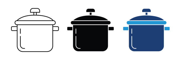 Cooking pot icon set vector illustration isolated on white background