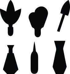 Assorted Black Silhouettes Showcase a Variety of Shapes Representing Diverse Objects and Concepts with Minimalist Aesthetic on White Background