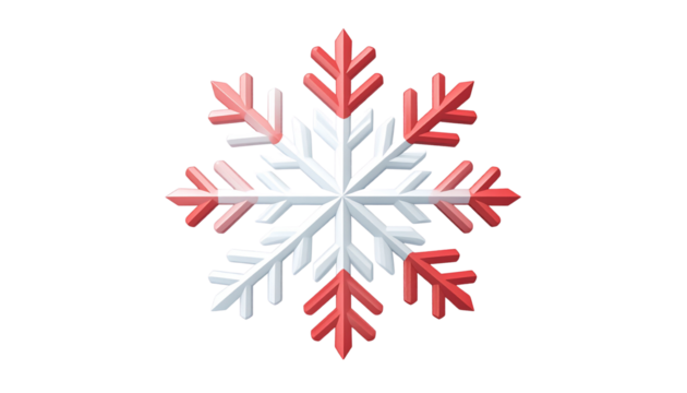 Delicate Red and White Snowflake Gently Drifting on a Pristine White Background - Powered by Adobe