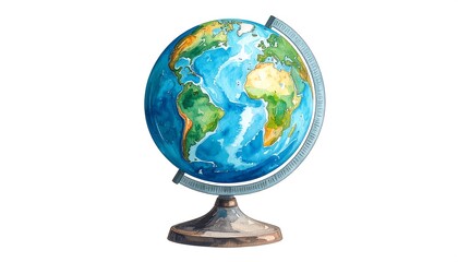 Watercolor globe on stand