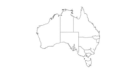 Fototapeta premium Australia Map Outline with State Borders