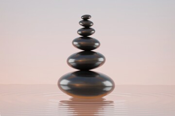 stone pebbles stacked on top of each other, neutral background