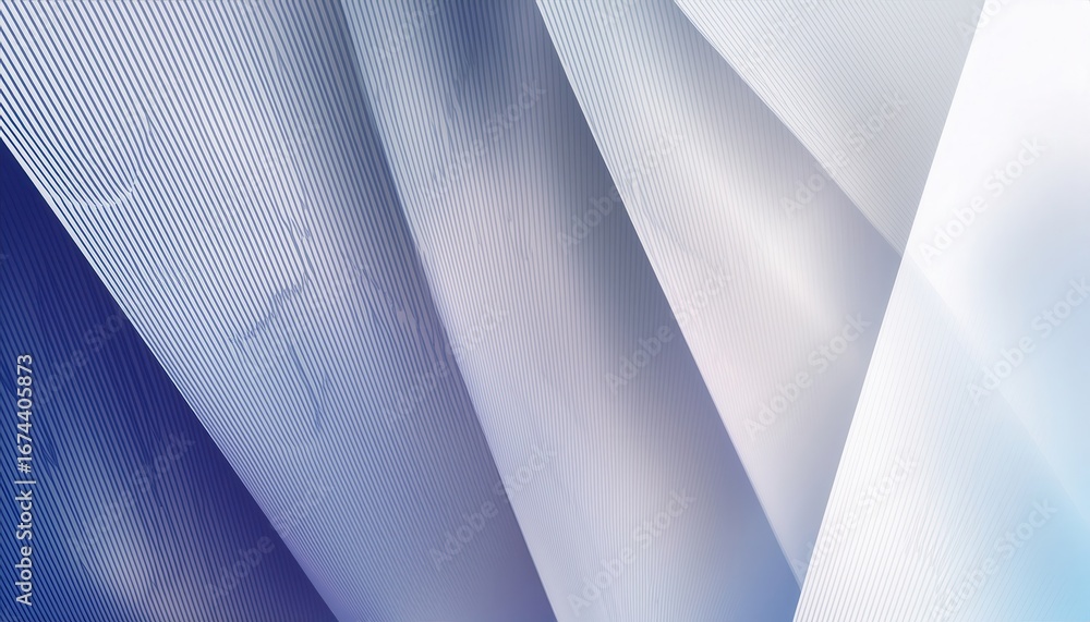 Poster futuristic blue and white abstract background with diagonal light beams and striped gradient texture
