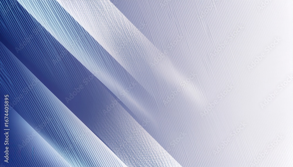 Poster futuristic blue and white abstract background with diagonal light beams and striped gradient texture