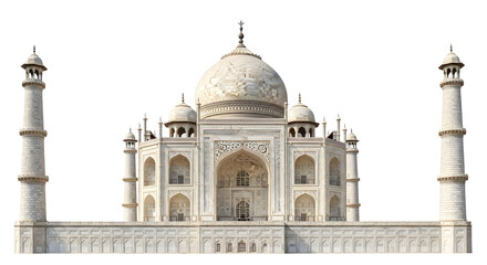 Fototapeta premium The Taj Mahal A Majestic Architectural Marvel of India, Isolated on White
