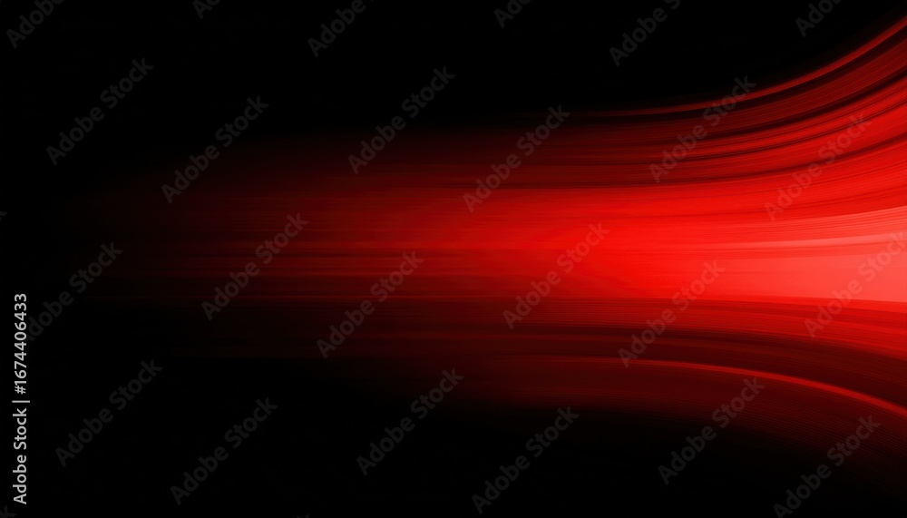Poster glowing red light streaks on dark background with abstract motion effect for futuristic texture or d