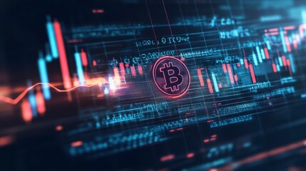 Bitcoin cryptocurrency digital currency exchange market price chart.