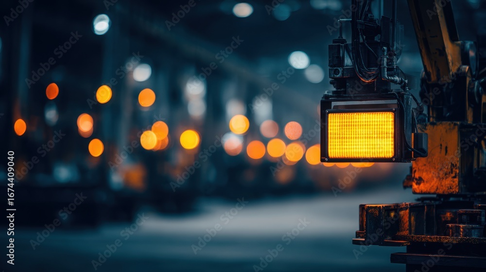 Poster focused medium shot of automated pulp inspection system with illuminated digital screen factory sett