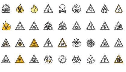 Hazard Warning Symbols Set.