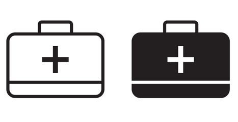 First aid kit icons two variations white and black modern medical symbols flat design