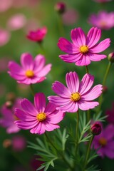 Fototapeta premium Cosmos flowers blooming vibrantly in a sunny garden , growth, sunlight, flower