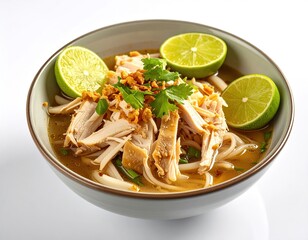Soto Ayam Bowl A Delicious Indonesian Chicken Noodle Soup with Fresh Lime