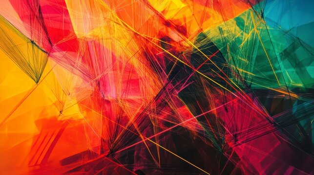 Abstract vibrant color explosion with sharp geometric shapes and lines. - Powered by Adobe
